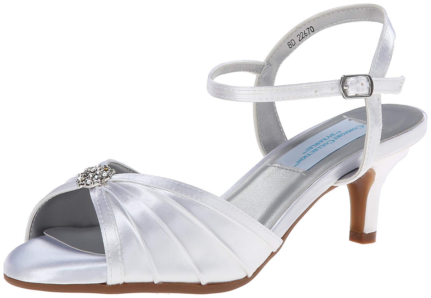 Kelsey Women's Comfortable White Dress Sandals Size 6.5WW - Perfect for Weddings, Parties & Summer Outfits