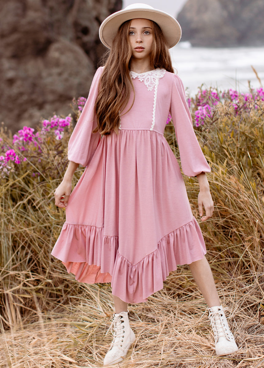 Tatum Pink Dress for Women - Flowy Summer Dress with Short Sleeves & Side Pockets | Perfect for Beach Vacations, Date Nights & Casual Outings