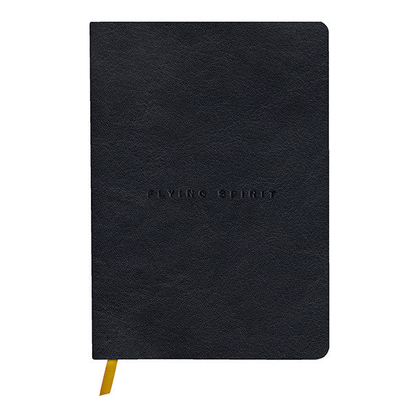 Clairefontaine Flying Spirit A5 Leather Notebook - Black, Premium Writing Journal for Professionals & Students, Perfect for Office, School & Travel