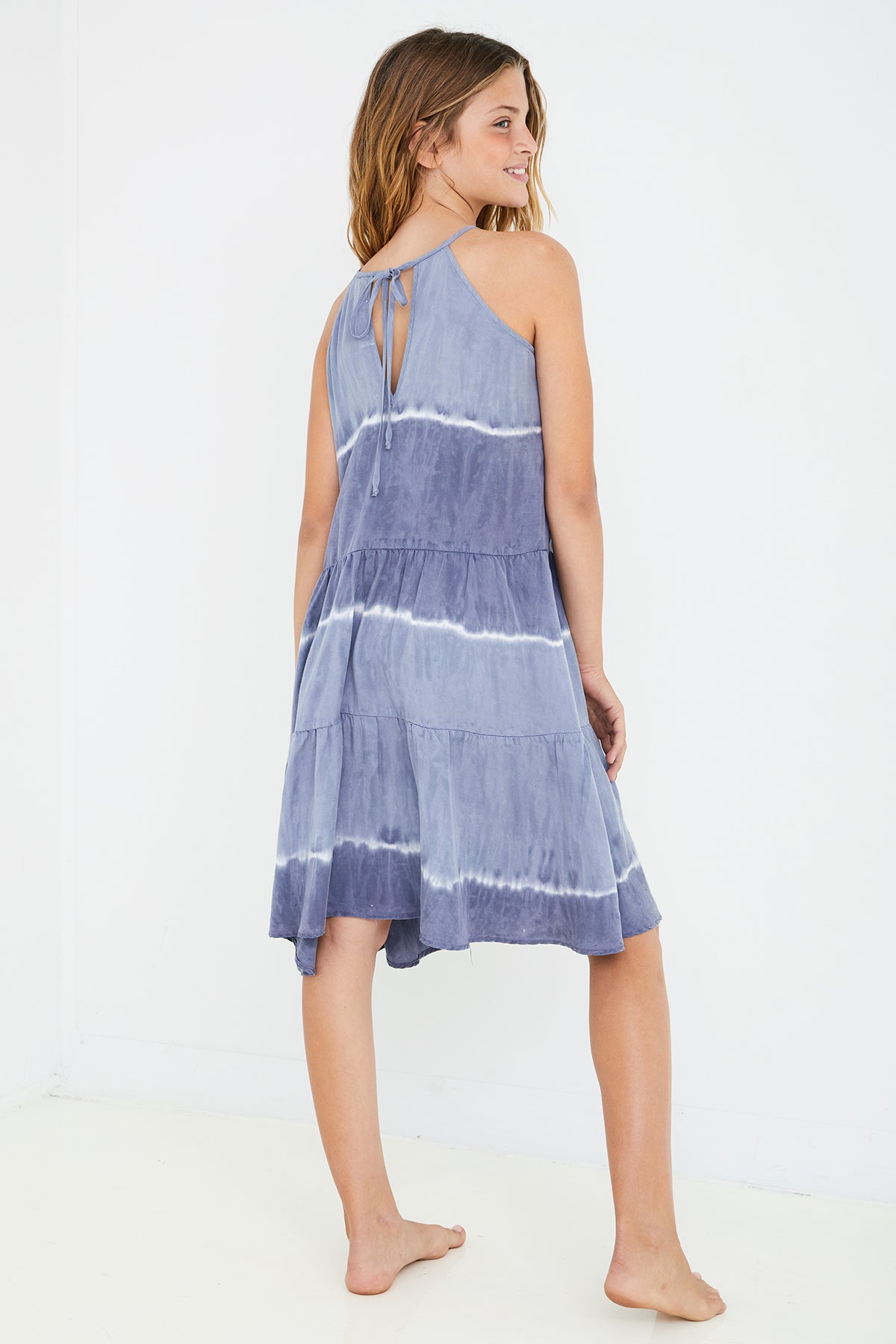 Bella Dahl Girls Indigo Tiered Dress - Size 12 | Flowy Casual Summer Dress for Kids | Perfect for Playdates, Parties & Family Outings