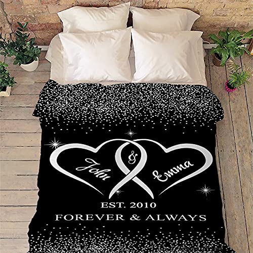 Custom Name & Est. Personalized Blanket - Premium Soft & Warm Throw for Couples - Perfect Anniversary, Wedding, Birthday & Christmas Gift for Him/Her - Cozy Home Decor for Romantic Nights & Winter Snuggles
