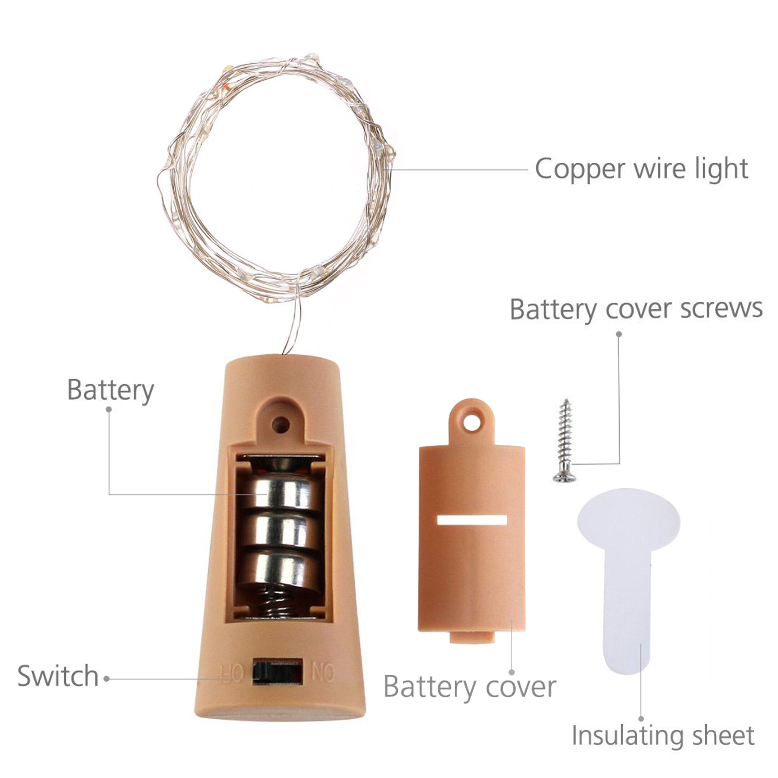24 Pack 20 LED Wine Bottle Cork Lights - Battery Operated Fairy String Lights with Copper Wire for DIY, Christmas, Halloween, Wedding & Party Decor - Indoor Outdoor Starry Lights (Warm White) - Perfect for Table Centerpieces, Backyard Lighting & Holiday Atmosphere