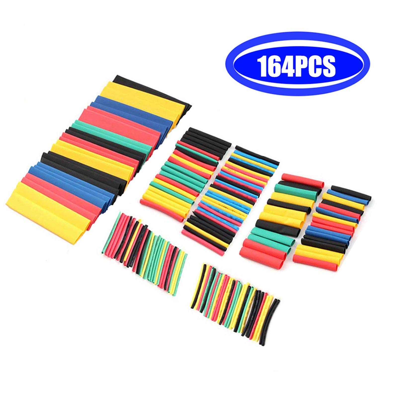 PYouo 164PCS Heat Shrink Tubing Kit - Polyolefin Insulation Sleeving for Wire & Cable Protection - Assorted Sizes (3:1 Shrink Ratio) - Perfect for Electrical Repairs, DIY Projects, and Automotive Wiring