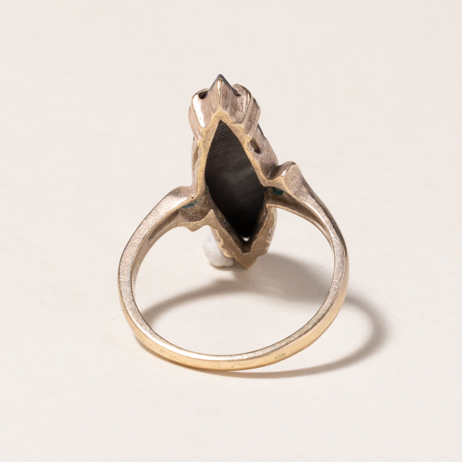 10K Yellow Gold Hematite Ring for Women - 3.18ct Genuine Hematite Gemstone - Size 4.75 - Elegant Stackable Ring for Everyday Wear, Gift for Her, Anniversary or Birthday Jewelry