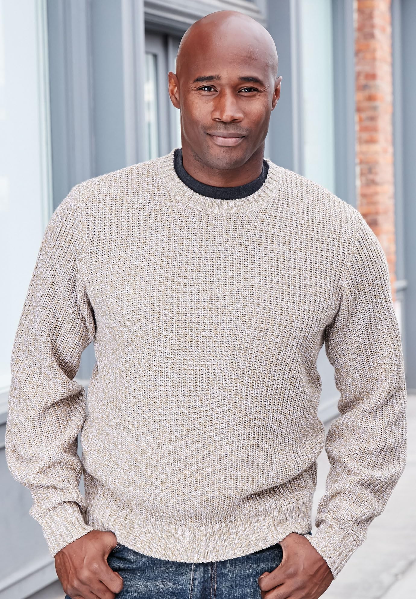 KingSize Men's Big & Tall Shaker Knit Crewneck Sweater - Soft & Comfortable Winter Pullover for Casual Wear & Office Outfits