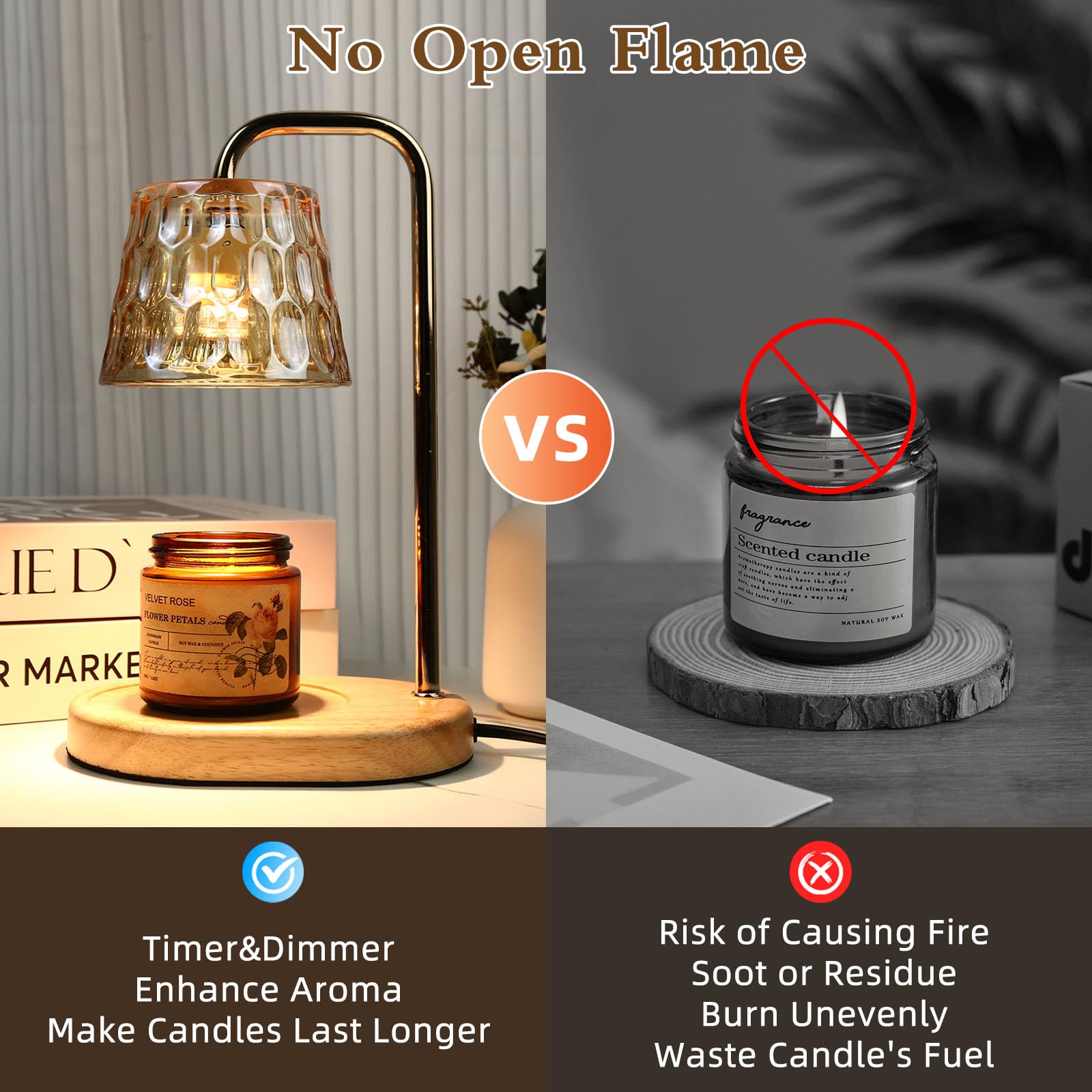 Dimmable Electric Candle Warmer Lamp with Timer - Gold Jar Candle & Wax Melt Warmer for Home Decor, Housewarming Gifts for Women, Mom Birthday & Holidays - Perfect for Aromatherapy, Relaxation & Cozy Ambiance