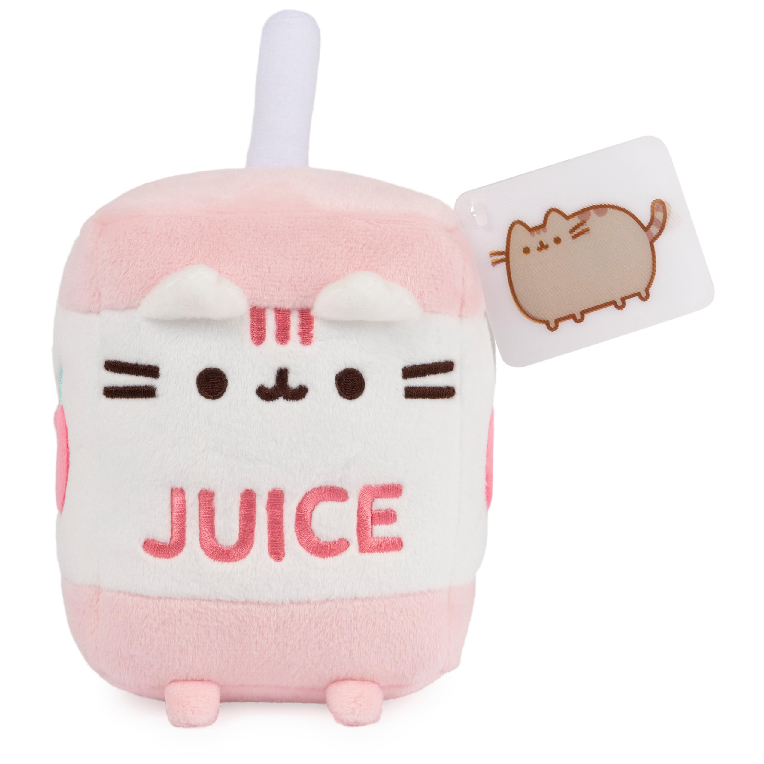 GUND Pusheen Juice Box Plush Cat Stuffed Animal Toy - Soft Pink & White 6