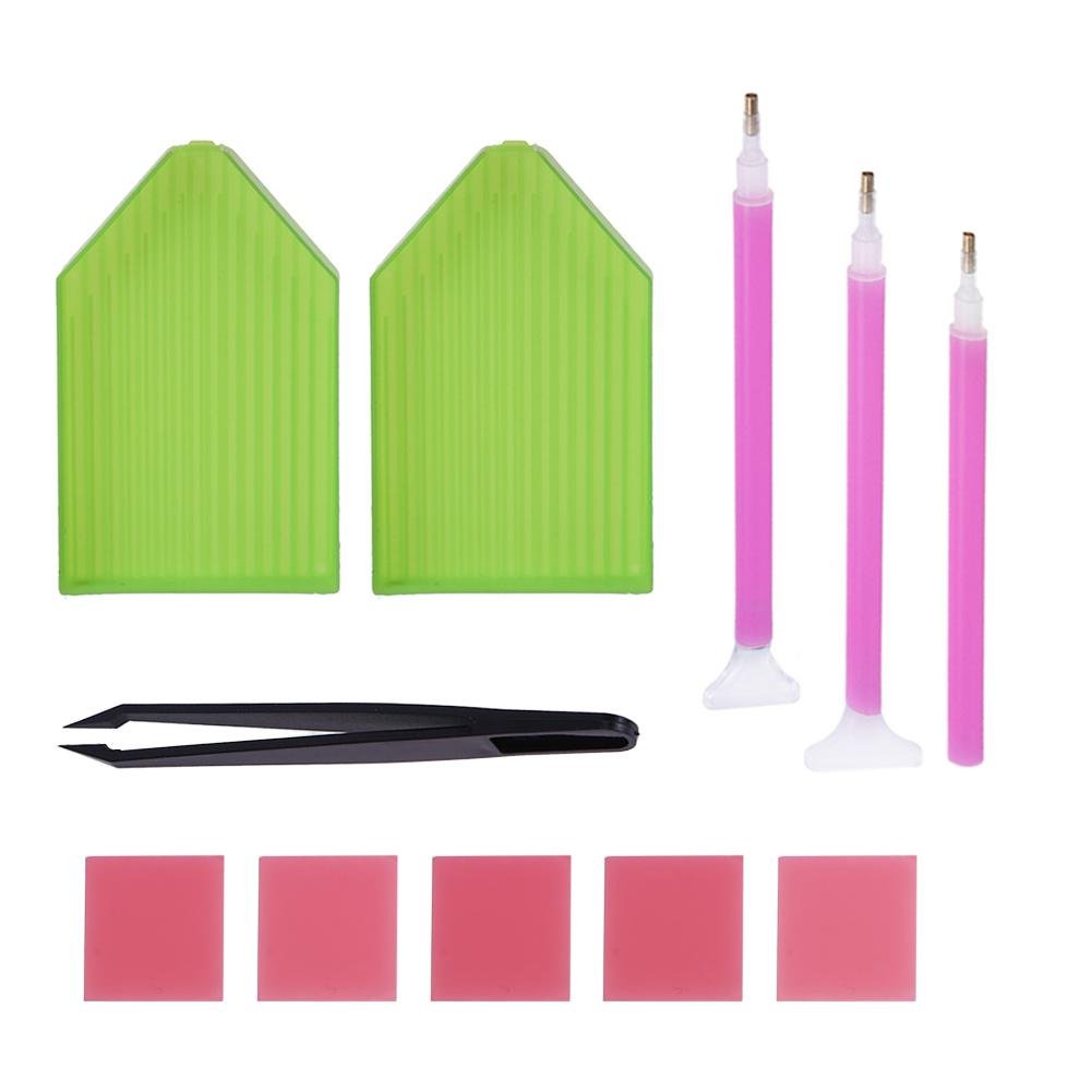 Diamond Painting Kit with Cross Stitch Tray, Glue Pens & Sewing Tools - Complete DIY Craft Accessories Set for Valentine's Day Gifts & Home Decor