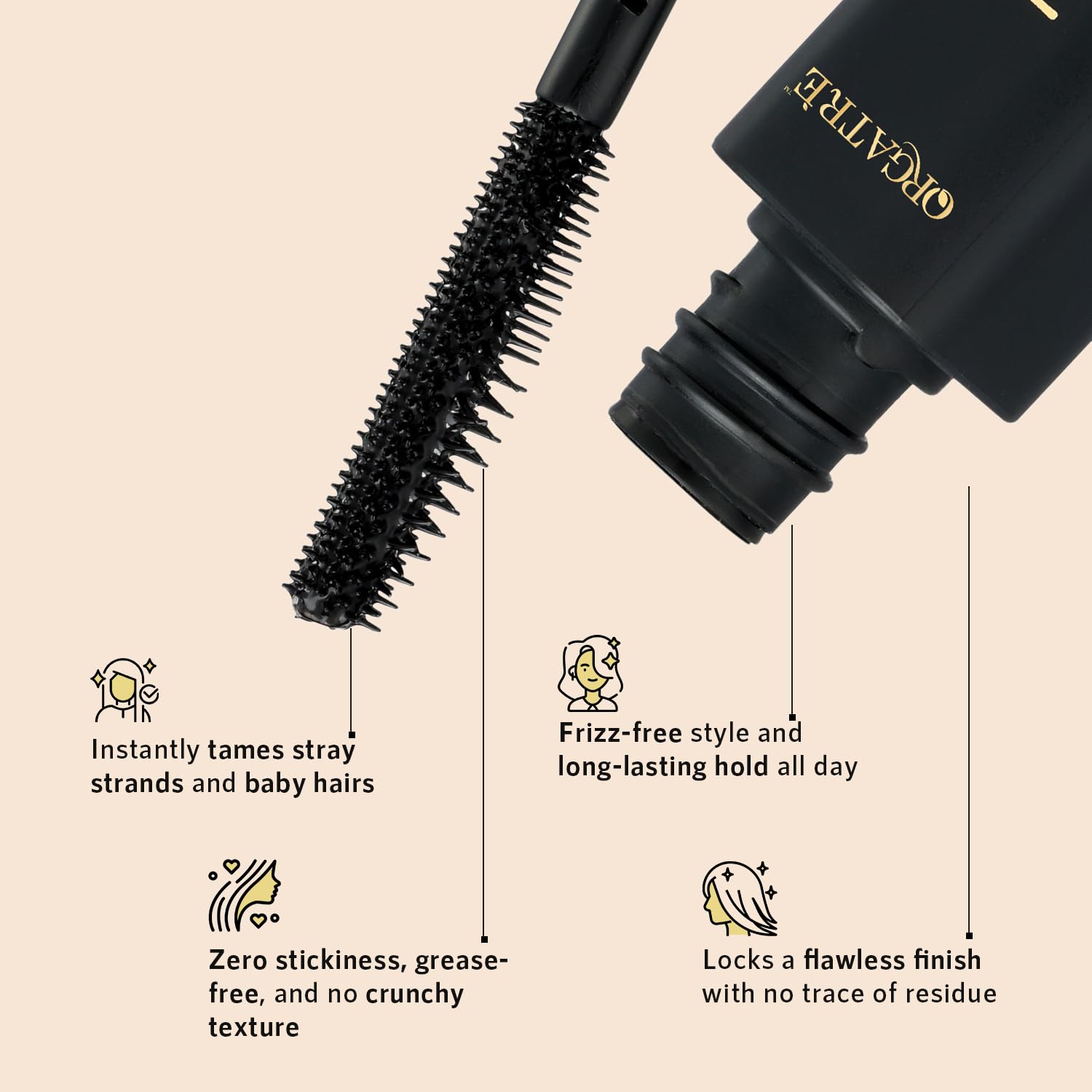 ORGATRE Hair Finishing Stick for Frizzy Hair - 15ml Baby Hair Fixer | Anti-Flyaway Hair Wax Wand | Non-Greasy Styling Stick for Women | Perfect for Smoothing Flyaways & Baby Hairs | Great for Daily Styling, Work, and Special Occasions