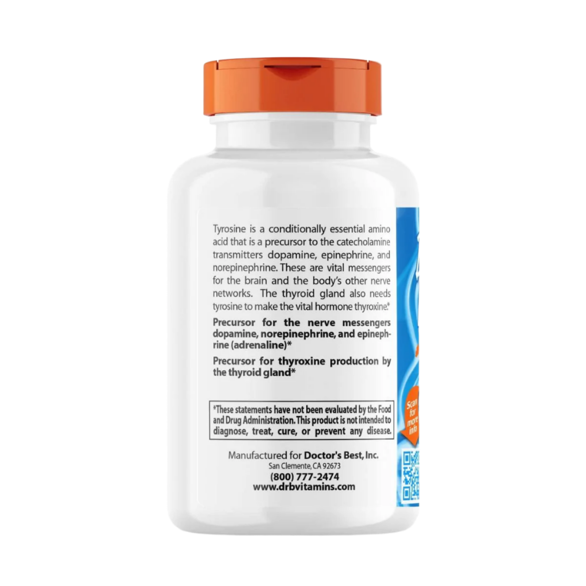 Doctor's Best L-Tyrosine 500mg Supplement - 120 Vegetarian Capsules for Focus, Energy & Stress Relief - Supports Cognitive Function & Mood Balance - Ideal for Students, Professionals & Athletes
