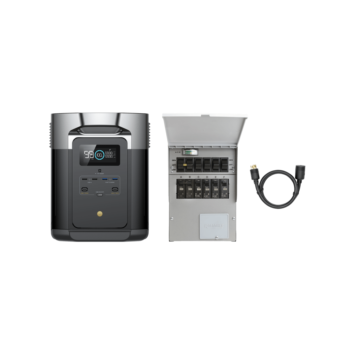 EcoFlow DELTA Max Portable Power Station + Transfer Switch Kit - 2000W Solar Generator for Home Backup, Camping & Outdoor Adventures