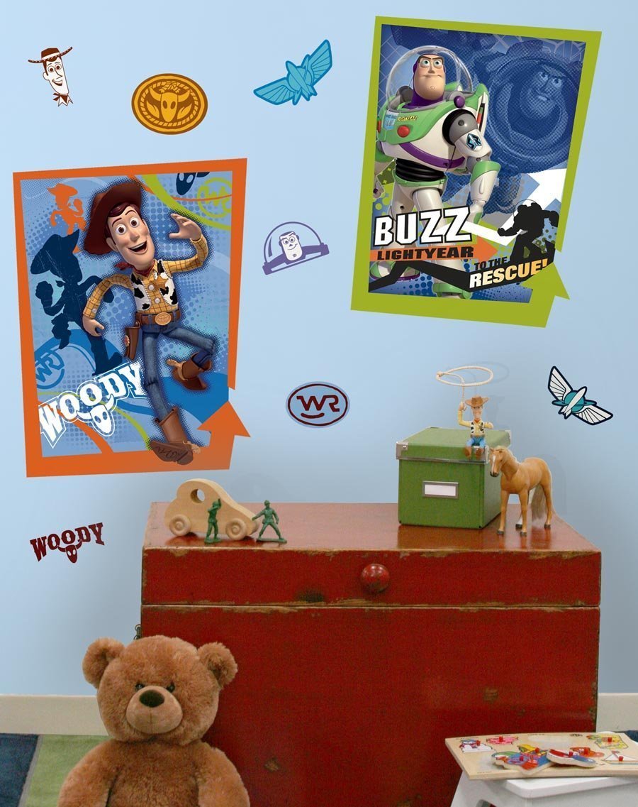 Toy Story 3 Peel and Stick Wall Decals - RoomMates RMK1428SCS Removable Wall Stickers for Kids Bedroom, Nursery, Playroom Decor - Disney Pixar Movie Theme DIY Home Decorations