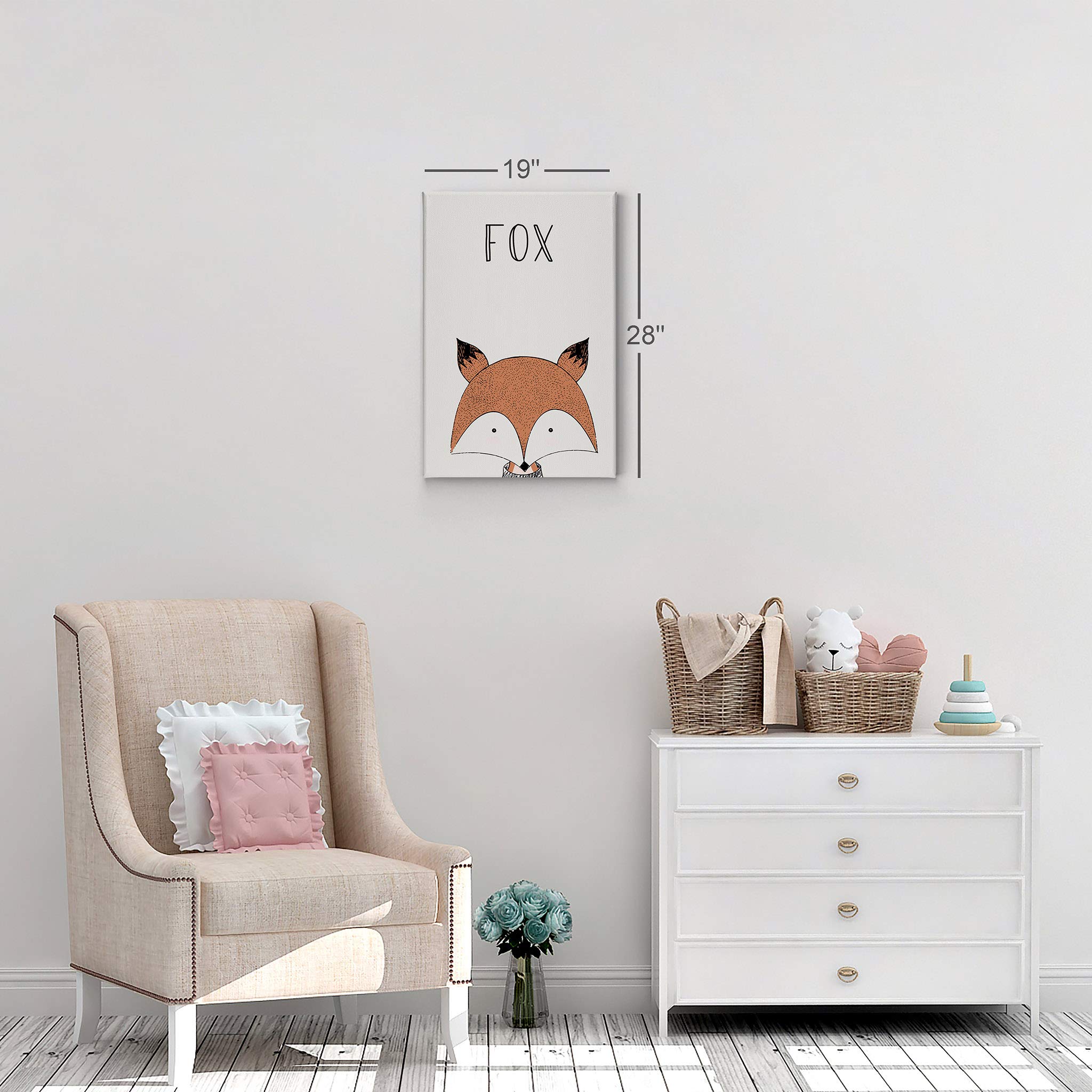 Pretty Fox Painting Canvas Print - Smile Art Design Kids Room Decor, Nursery Wall Art with Lettering & Cream Background, Ready to Hang 12x8 Inch - Perfect for Baby Rooms, Playrooms & Children's Bedrooms | Made in USA