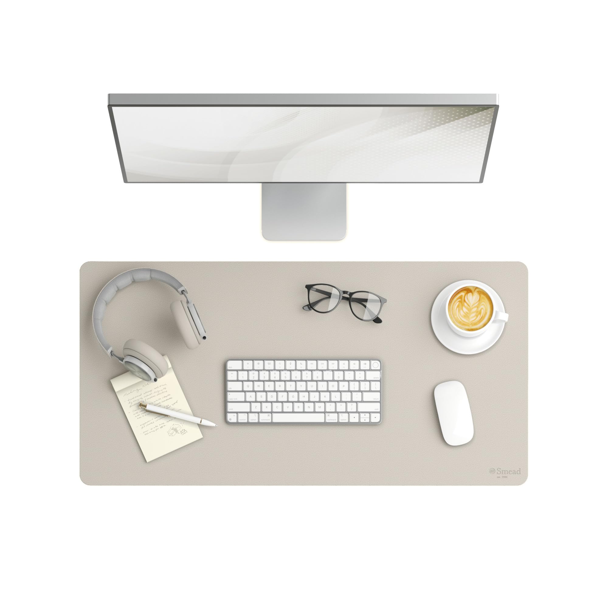 Smead Vegan Leather Desk Pad - Non-Slip Faux Suede Desk Mat 31.5