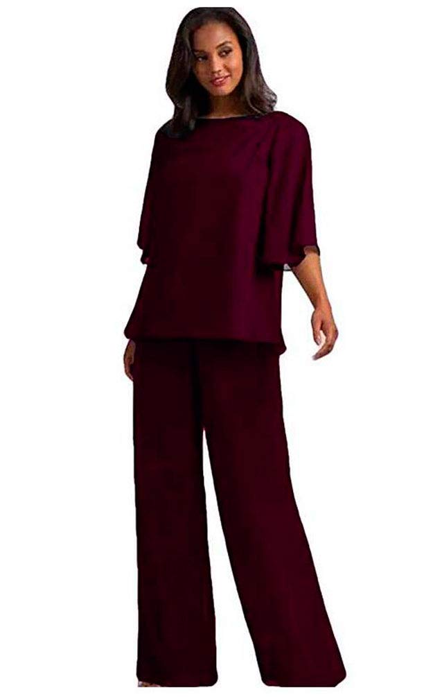 2-Piece Pantsuit for Mother of the Bride - Half Sleeve Wedding Guest Outfit, Women's Formal Evening Dress Suit for Weddings, Parties & Special Occasions