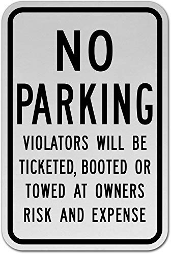 Vinyl Safety & Warning Stickers Bundle - No Parking Violators Booted Sign, Warehouse Signs - 3.5