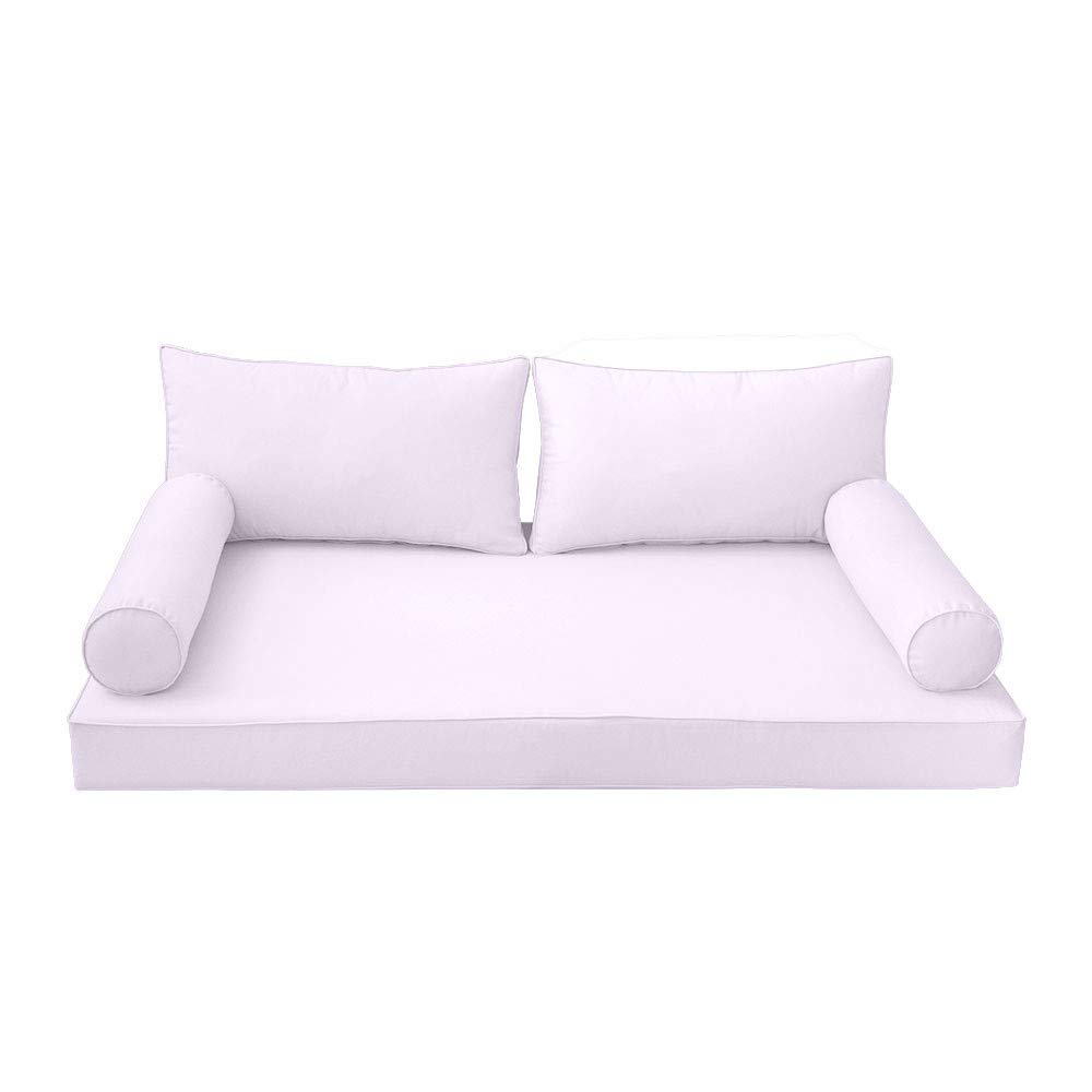 Prolinemax Outdoor Style 2 Twin-XL Piped Trim Daybed Mattress Bolster Pillow Fitted Sheet Cover Only - AD107 | Perfect for Patio, Sunroom & Guest Bed Decor