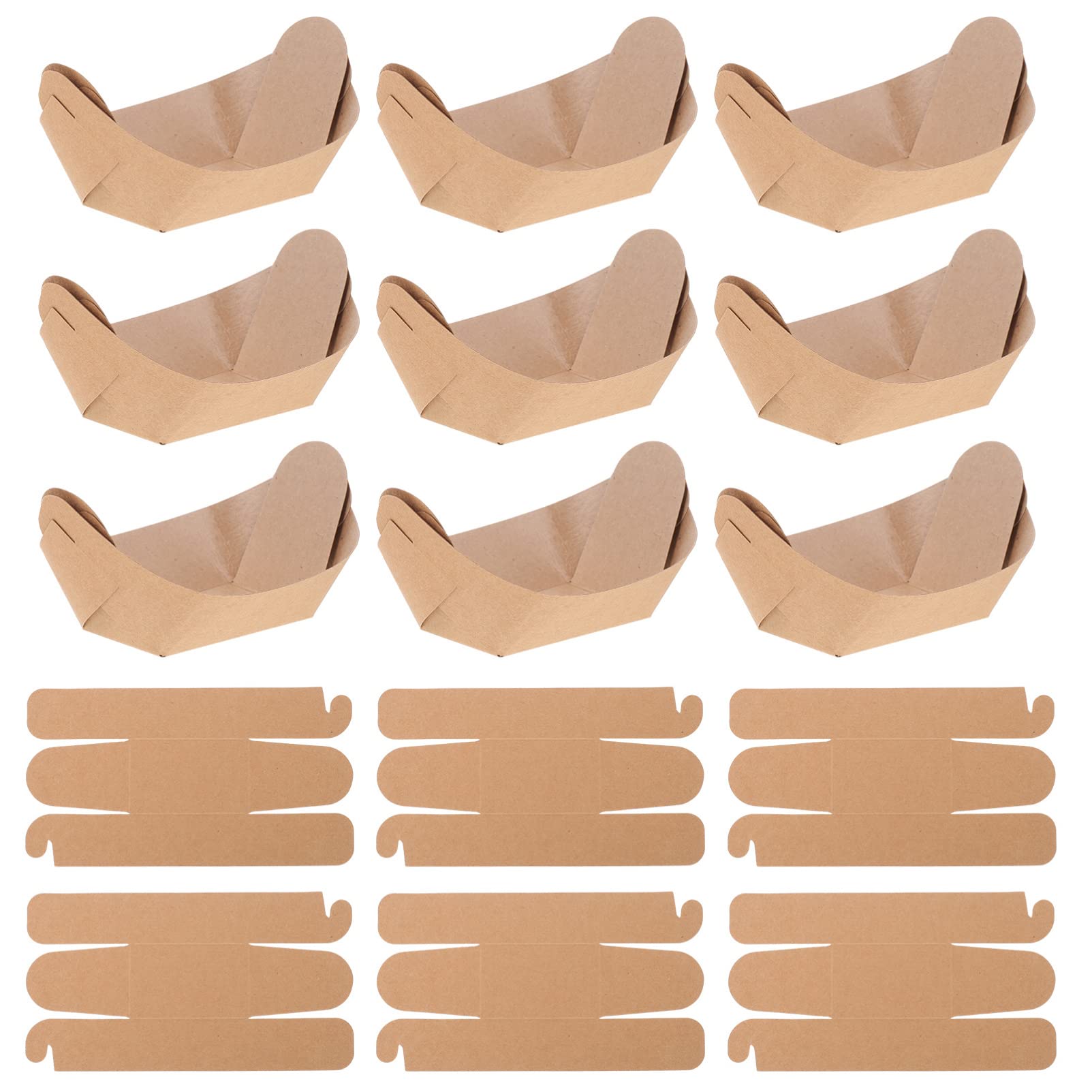 CALLARON 100-Pack Kraft Paper Food Containers - Eco-Friendly Hot Dog & French Fries Boxes, Snack Takeout Containers for Parties, Picnics, and Fast Food Restaurants