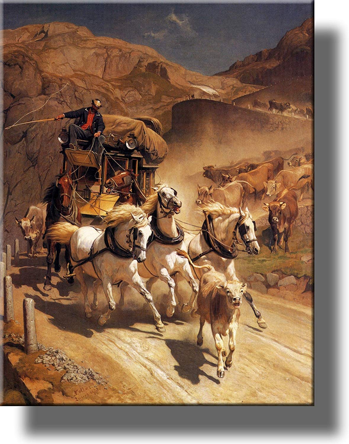 Koller Horse Carriage Wall Art - Gotthard Post Canvas Painting for Home Decor