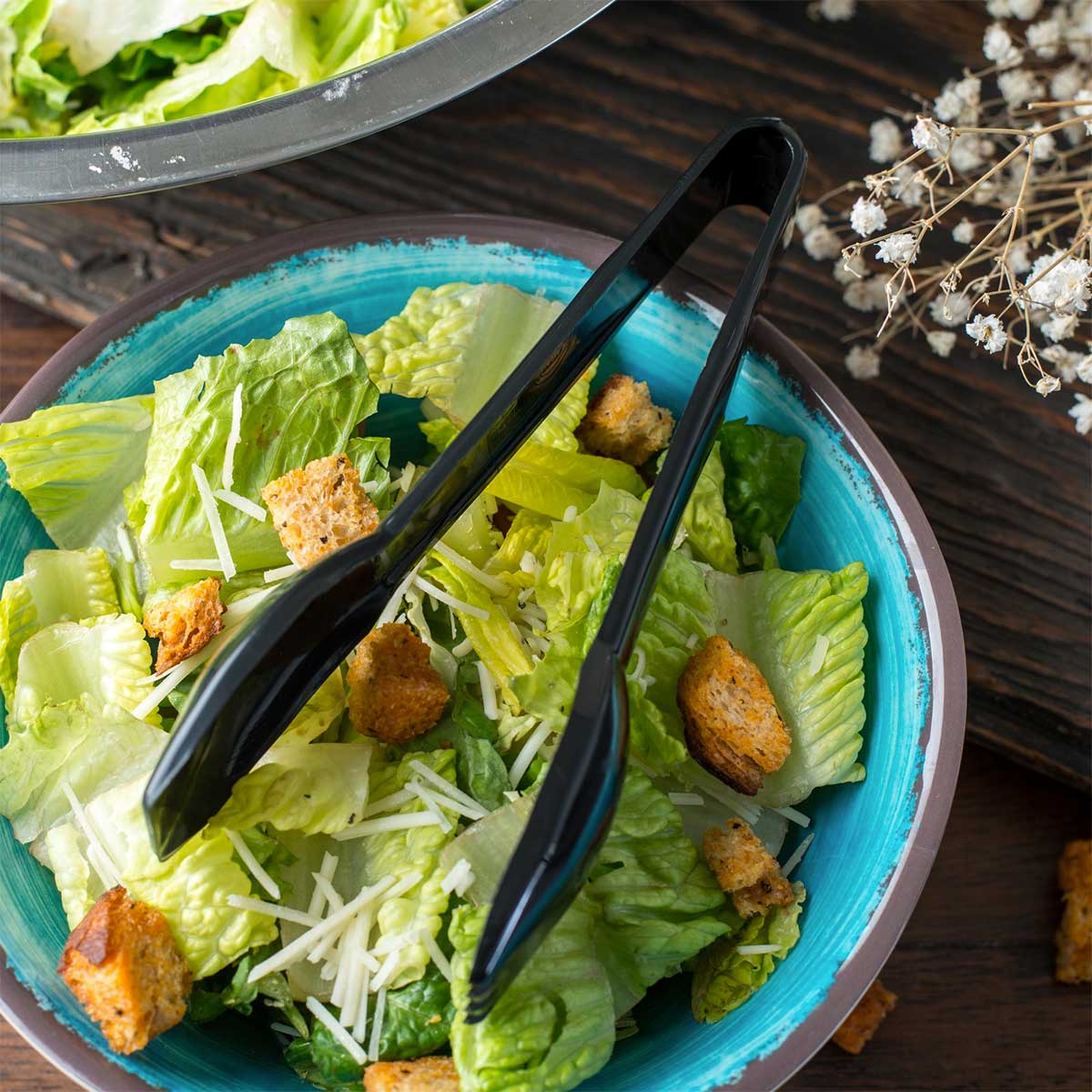 Carlisle 460603 Carly Salad Tongs - 6-Inch Black Serving Tongs for Salad, Pasta, and Buffet - Perfect for Restaurants, Catering, and Home Kitchen Use