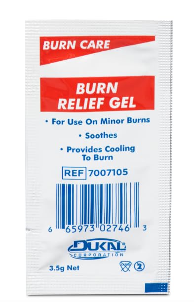 Burn Aid Gel for First Aid - 1/8 oz Packets (Pack of 25) - Soothes Minor Burns & Sunburns - Perfect for Home, Office & Travel First Aid Kits