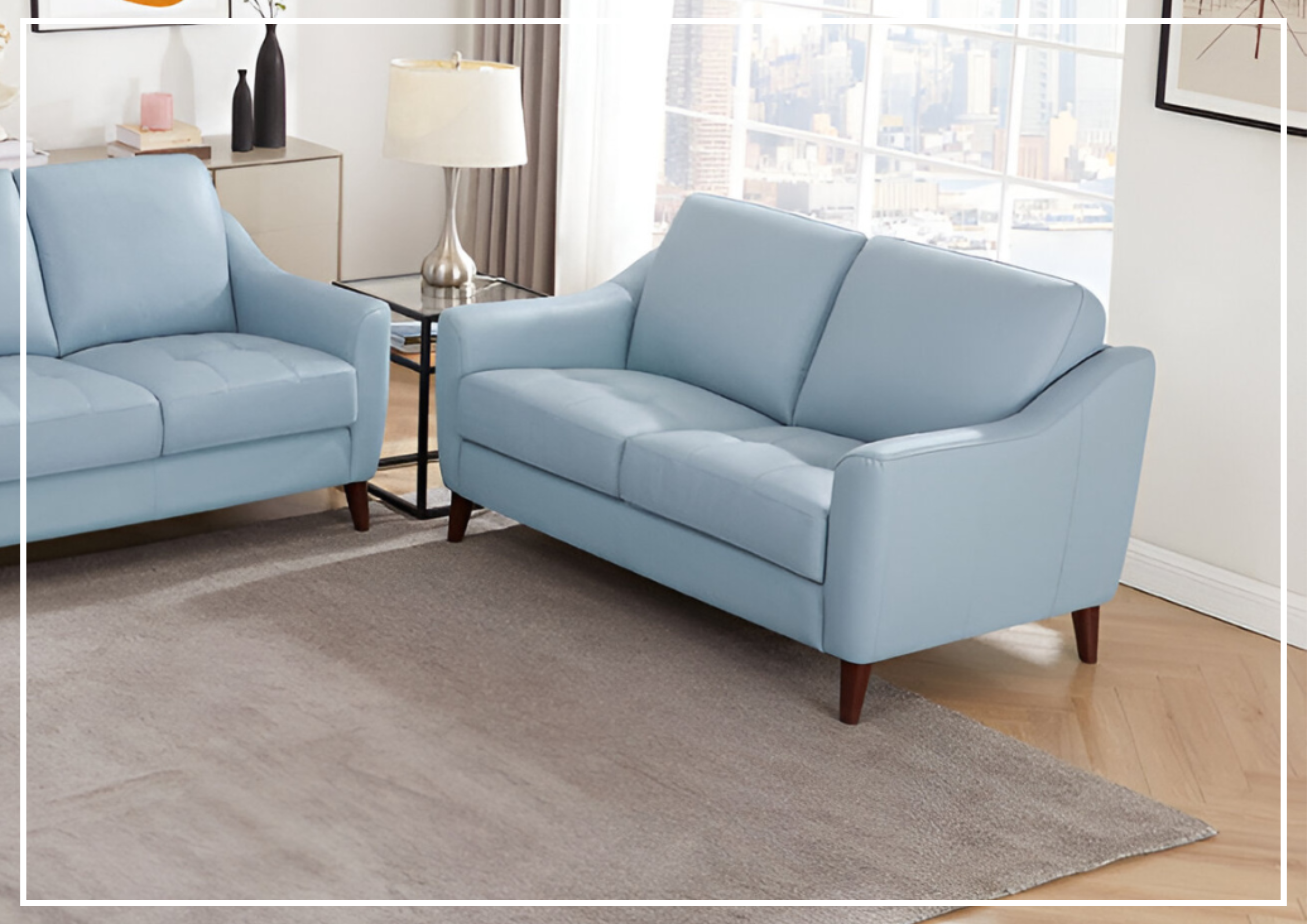 Hydeline Ersa Premium Leather Loveseat Sofa with Soft Slope Arms - Luxurious Small Couch for Living Room, Office or Apartment