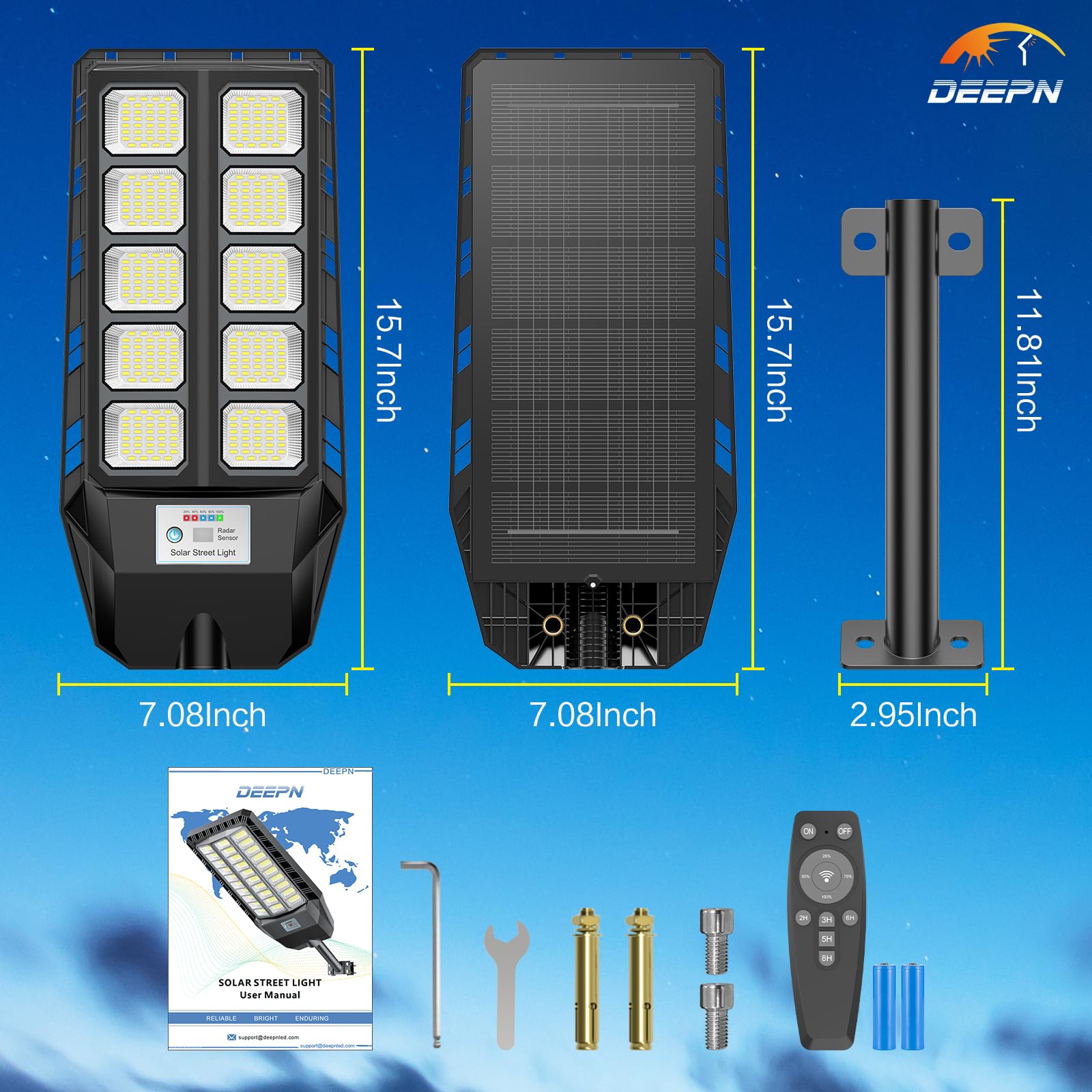 Solar Powered Outdoor Lights - IP66 Waterproof, 6500K Bright White, Dusk to Dawn Security Flood Lights with Motion Sensor & Remote Control - 2 Pack for Yard, Garden, Pathway & Driveway Lighting