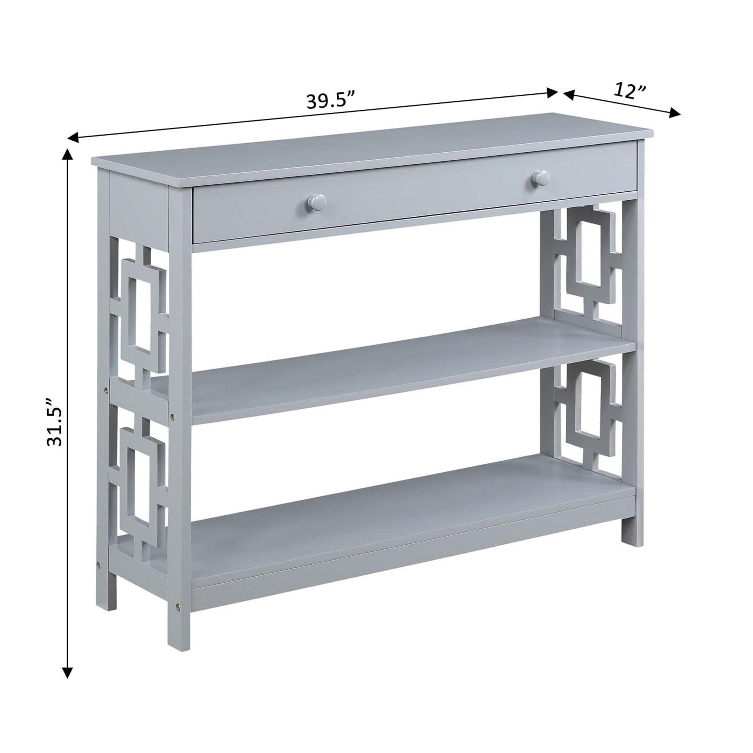 Convenience Concepts Town Square Console Table - Modern Gray Entryway Table for Hallway, Living Room & Foyer Decor | Sturdy Slim Sofa Table with Shelf