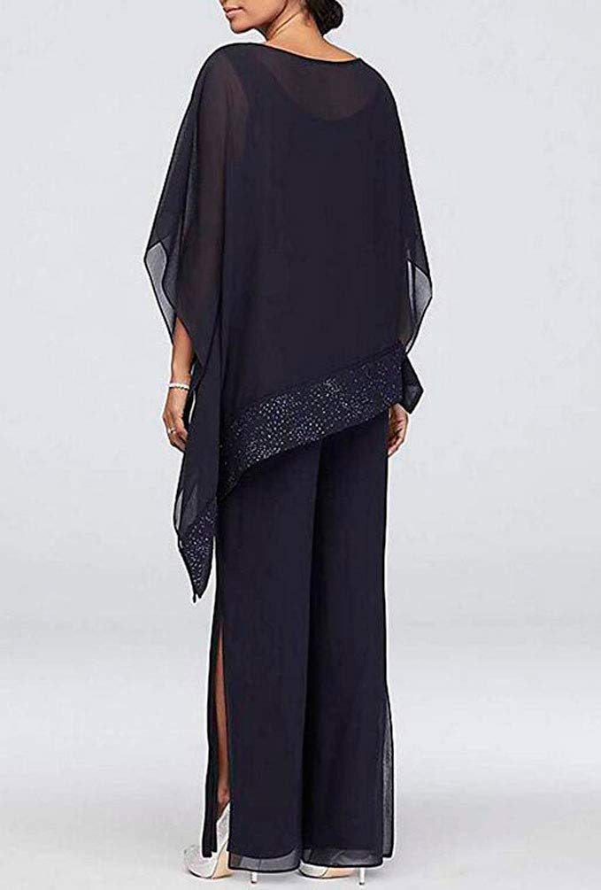 Elegant Beaded Chiffon Pantsuit Set for Mother of the Bride - 3 Piece Formal Evening Gown Outfit for Women | Perfect for Weddings, Galas & Special Occasions