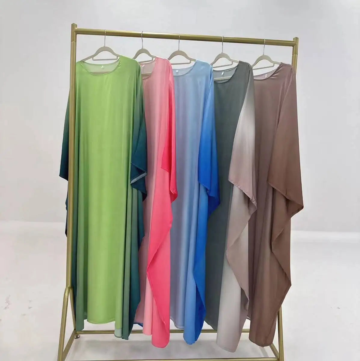 Elegant Butterfly Gradient Batwing Sleeve Women's Farasha Abaya Dress for Muslim Prayer, Wedding & Special Occasions