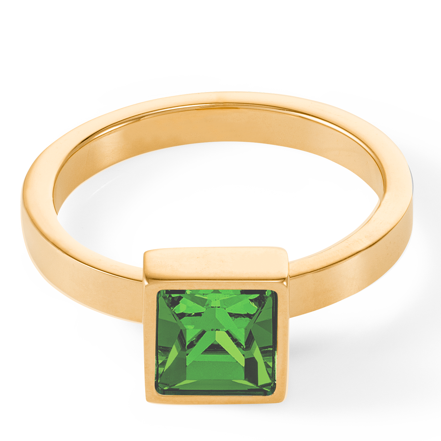 Elegant Square Big Ring in Gold and Green - Perfect for Parties, Weddings, and Special Occasions
