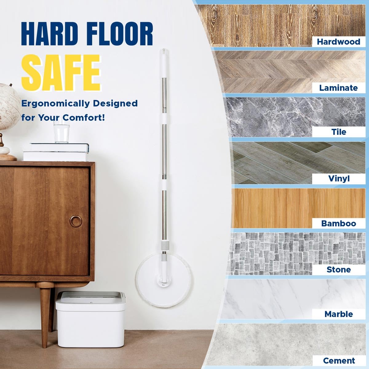 VENETIO 3-Tank Spin Mop & Bucket Set with Separated Dirty Water System | Deep Cleaning for Hardwood, Laminate & Tile Floors | Hands-Free Wringing | Includes 3 Washable Microfiber Pads | Perfect for Home, Kitchen & Bathroom Cleaning