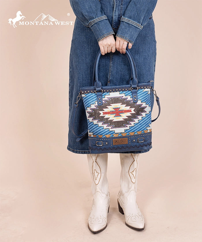 Montana West Aztec Print Concealed Carry Tote Bag Set - Stylish & Functional Handbag for Women, Perfect for Everyday Use, Travel, and Concealed Carry