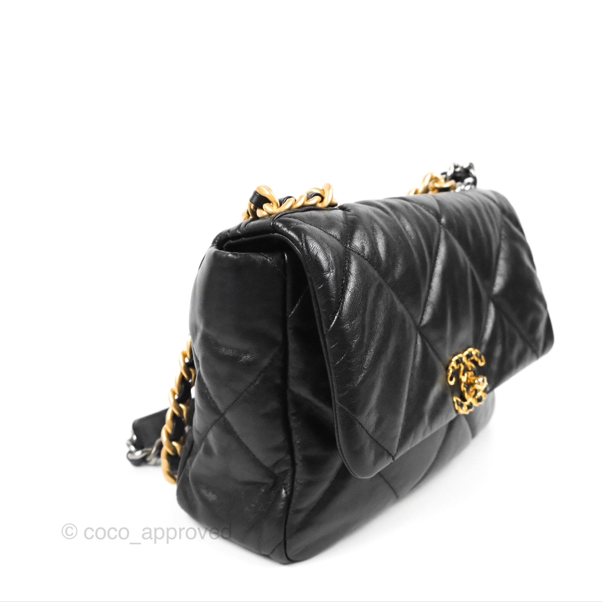 Chanel 19 Medium Flap Bag in Black Goatskin Leather with Mixed Hardware - Luxury Shoulder Bag for Women, Perfect for Work, Evening Events & Everyday Use