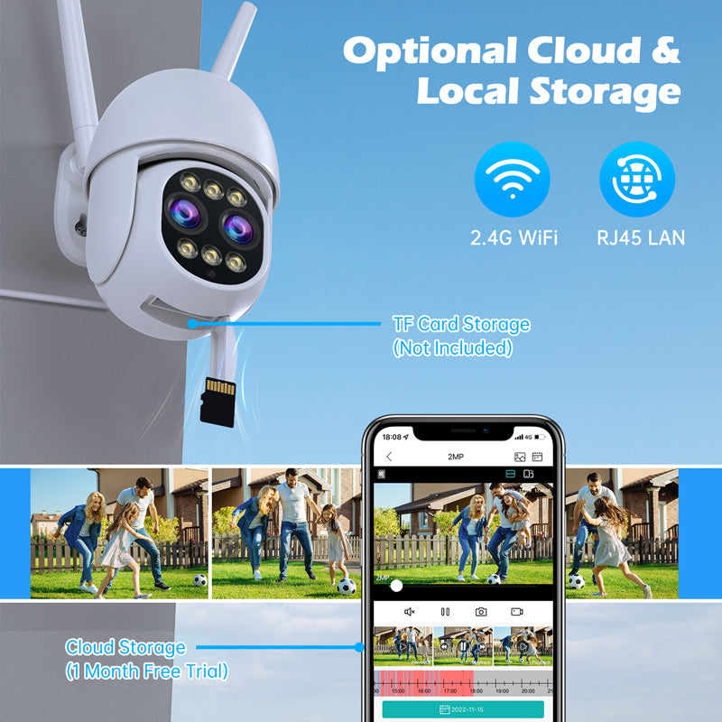 Campark SC20 4K Dual Lens Security Camera with 8x Hybrid Zoom, PTZ, WiFi, Color Night Vision - Indoor/Outdoor Home Surveillance & Business Monitoring