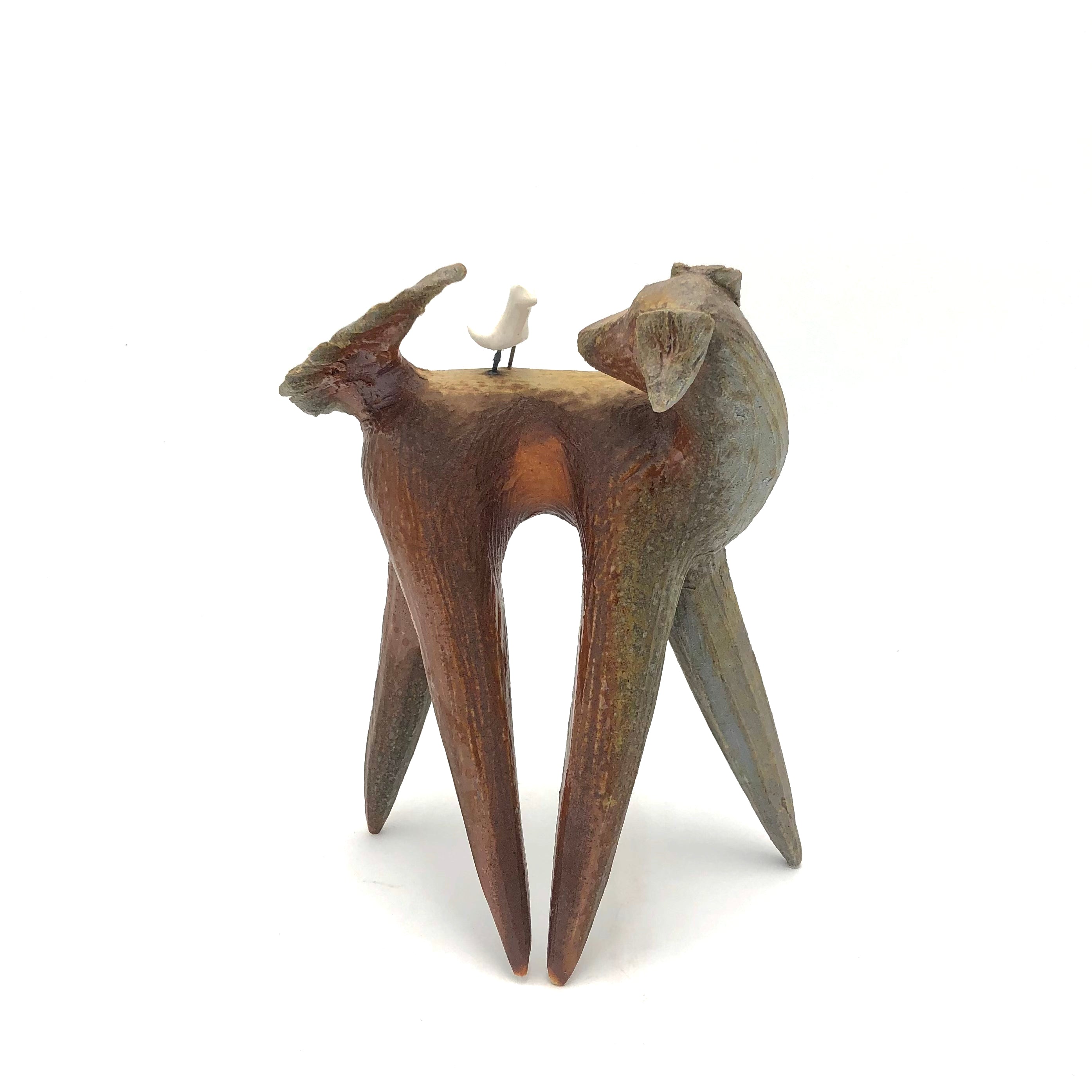 Cathy Broski Handcrafted Wood Fired Ceramic Dog Sculpture - Unique 2024 Collection - Perfect for Home Decor, Gift & Art Collection