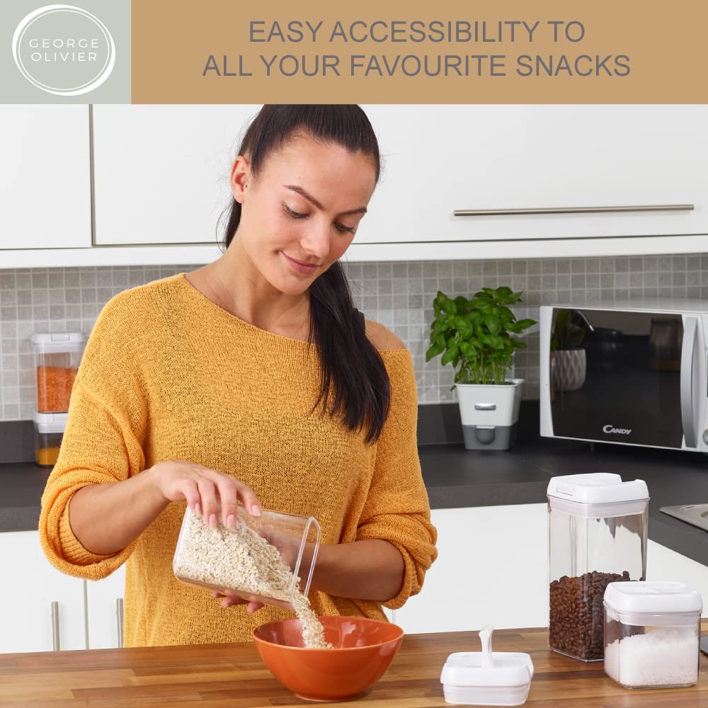 George Olivier 7-Piece Airtight Food Storage Containers Set with 8 Chalkboard Labels & Marker | Perfect for Cereal, Flour, Rice, Pasta & Dry Goods | Ideal for Kitchen Pantry Organization & Meal Prep Storage