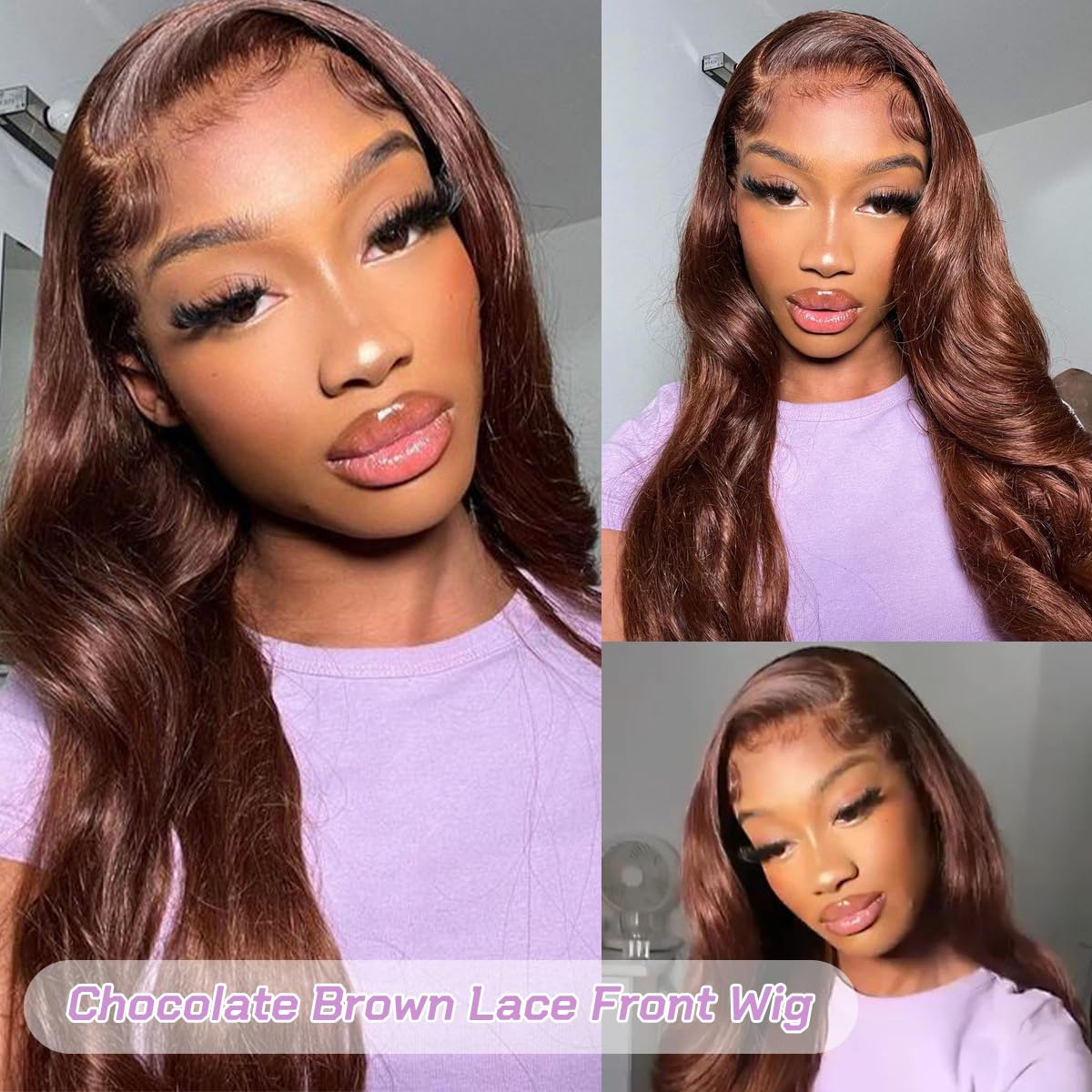 13x6 Chocolate Brown Lace Front Human Hair Wig - 200% Density Body Wave with HD Transparent Lace & Pre-Plucked Baby Hair - 26 Inch Natural Looking Wigs for Women - Perfect for Daily Wear, Special Occasions & Cosplay