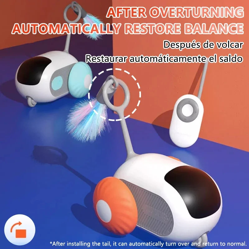 Automatic Rolling Smart Cat Toy Car with Remote Control - Interactive Pet Toy for Indoor Play, Exercise & Entertainment - Perfect for Kittens & Adult Cats