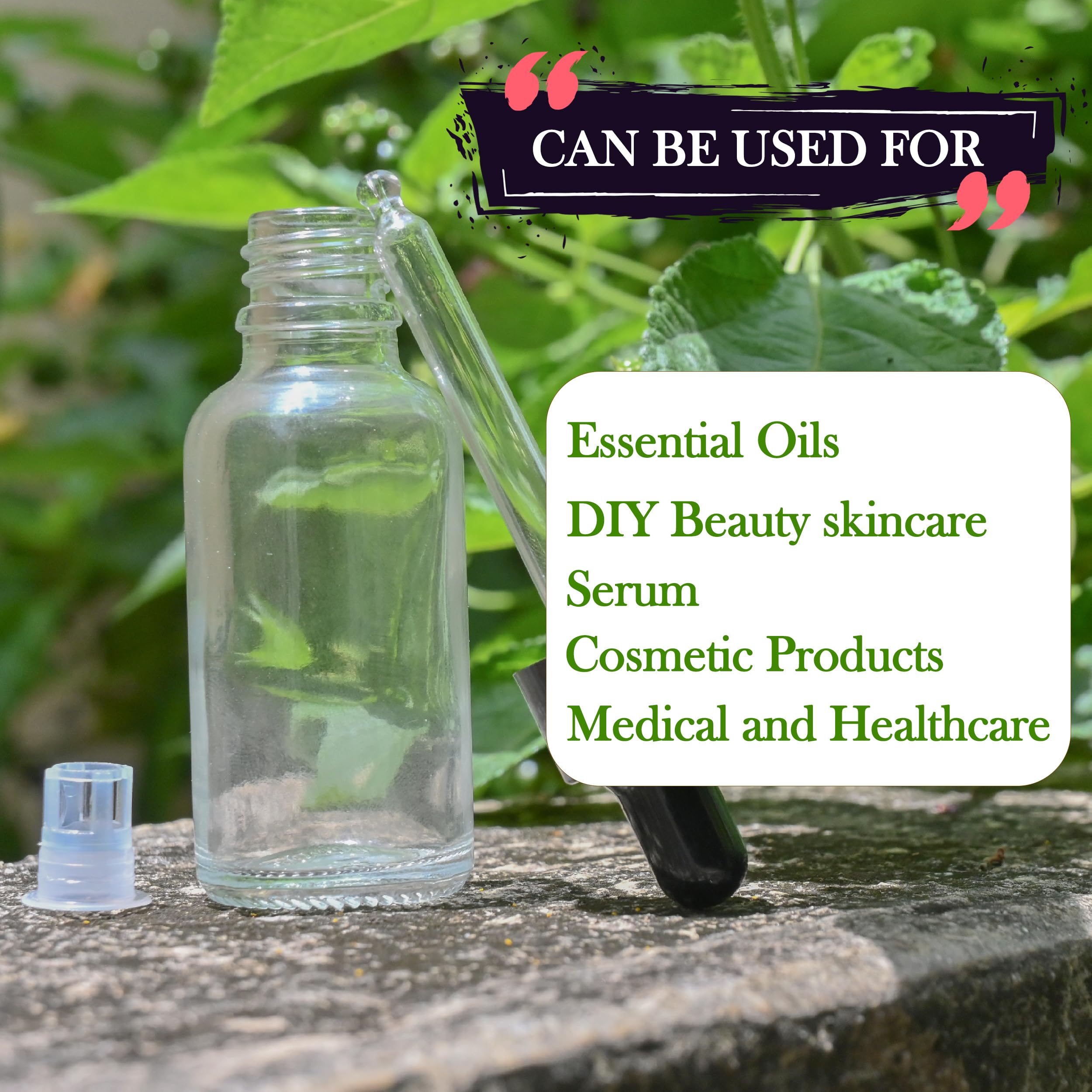 30ML Clear Round Empty Glass Bottle with Glass Dropper & Black Smooth Sleeve - Refillable Leak Proof Essential Oil Bottles for DIY Perfumes, Serums and Aromatherapy - Perfect for Home Spa, Travel & Gift Packaging (Pack of 3)