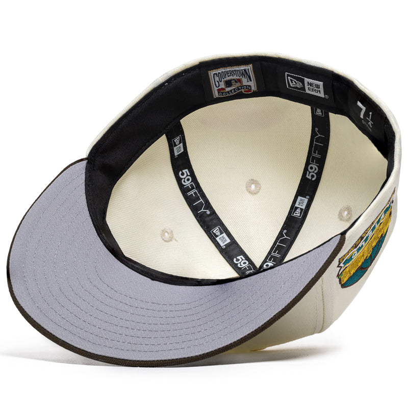 New Era x Politics Tampa Bay Devil Rays 59FIFTY Fitted Hat - Chrome/Walnut Color - Official MLB Baseball Cap for Men & Women - Perfect for Games, Streetwear & Sports Fans