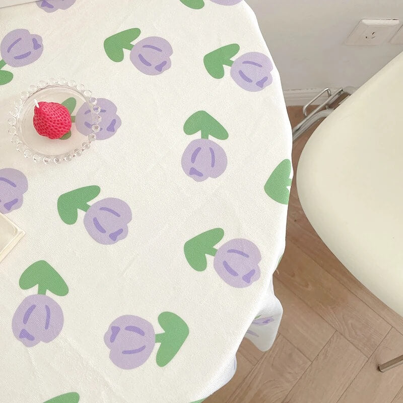 Pastel Tulip Tablecloth - Waterproof Round Table Cover for Dining, Kitchen, Party Decor - 60 Inch Washable Polyester Fabric for Indoor Outdoor Use