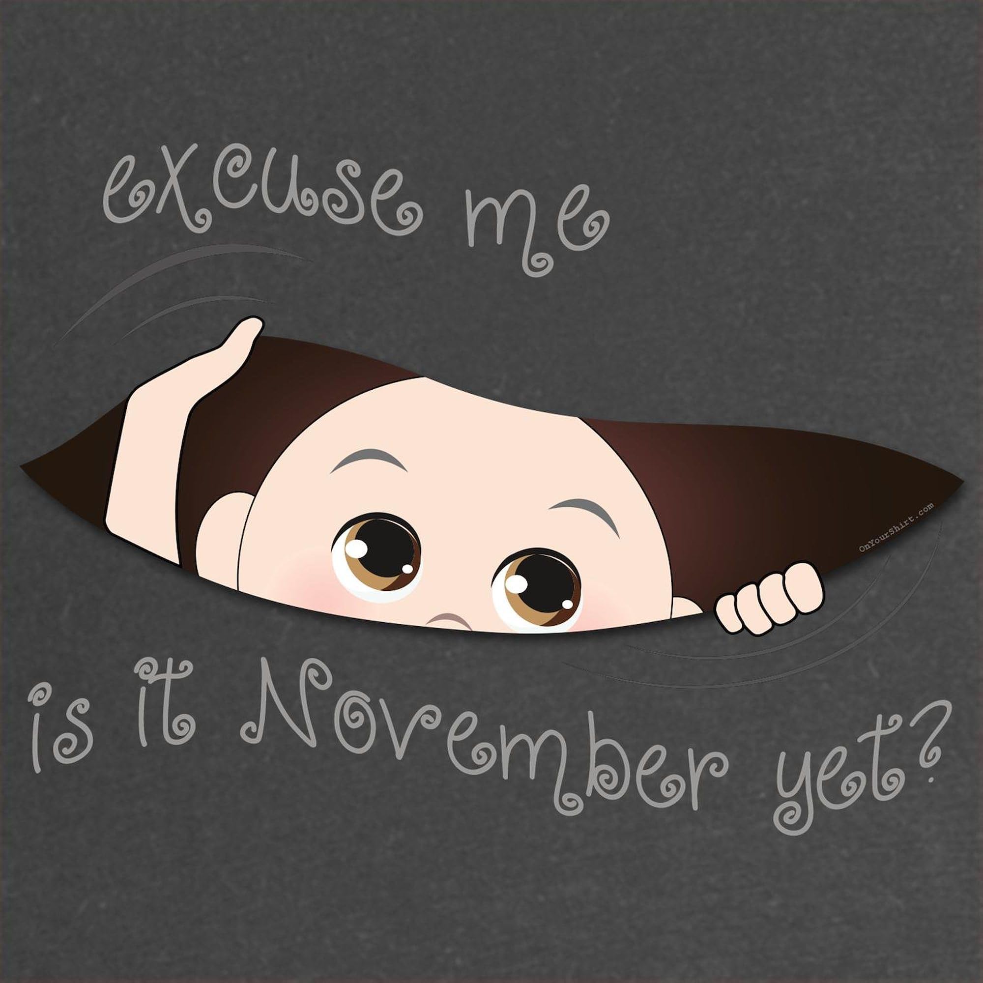 Funny Peeking Baby November Maternity Dark T-Shirt - Women's Ruched Side Maternity Tee for Pregnancy Announcements & Baby Showers | Comfortable & Stylish Pregnancy Apparel