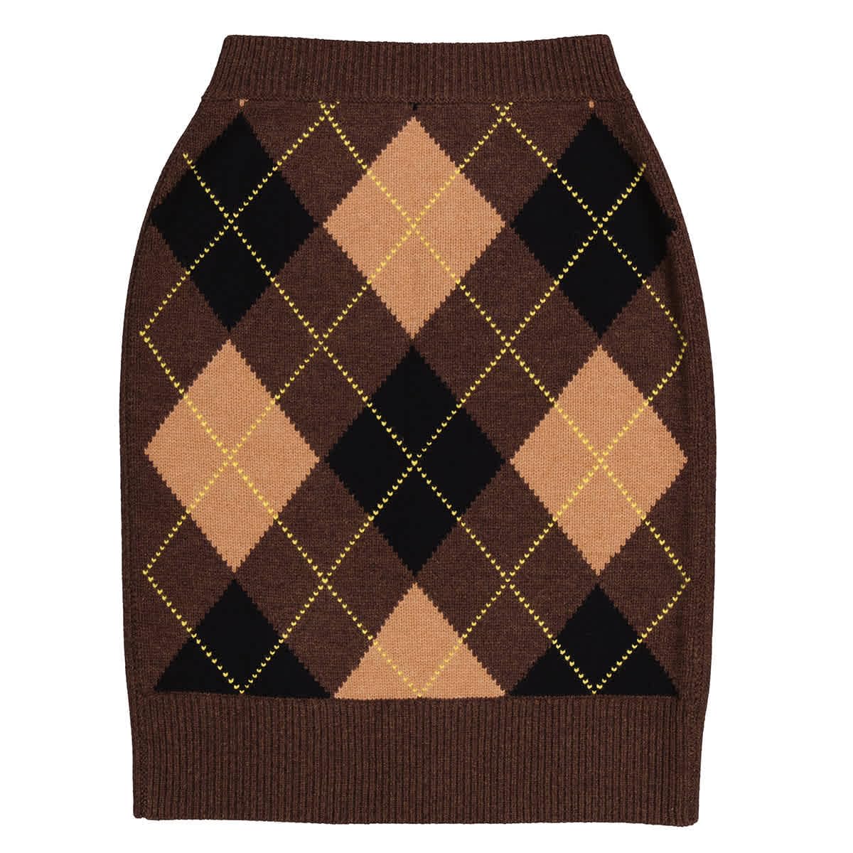 BURBERRY Women's Argyle Intarsia Wool Cashmere Pencil Skirt - Medium Size | Classic Plaid Design for Office, Party & Winter Fashion
