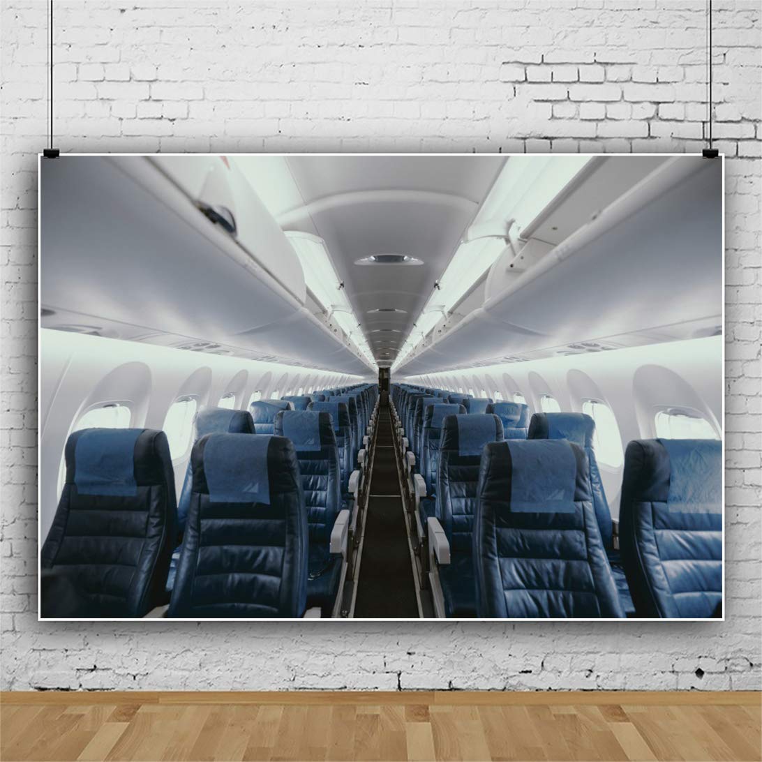 12x8ft Airplane Interior Backdrop - Premium Photography Background for Birthday Parties, Baby Showers, Travel-Themed Events & YouTube Videos | DASHAN World Travel Decor