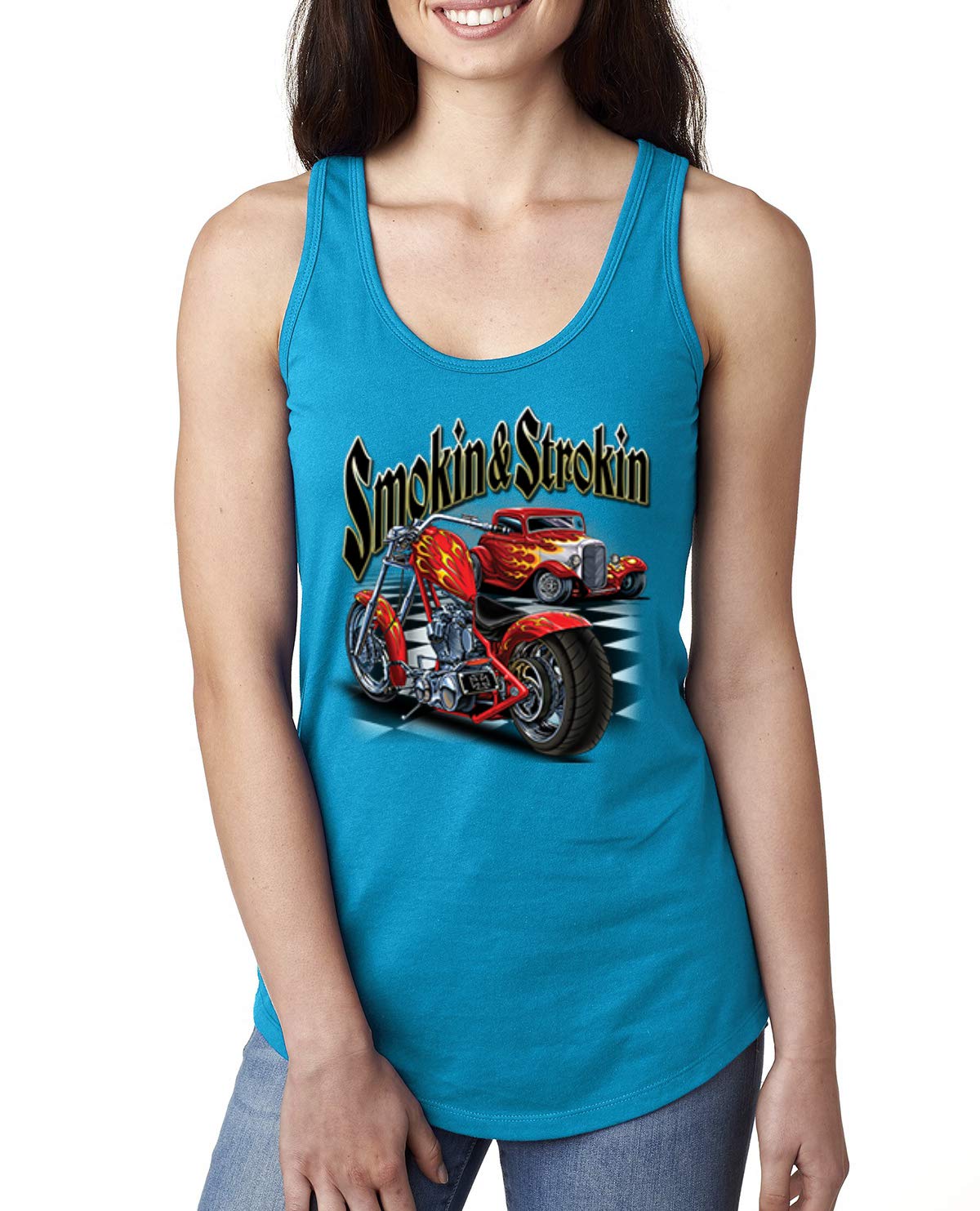 Vintage Red Hot Rod & Motorcycle Racerback Tank Top for Women - Retro Car & Truck Lover's Tee - Perfect for Biker Rallies, Car Shows & Casual Wear
