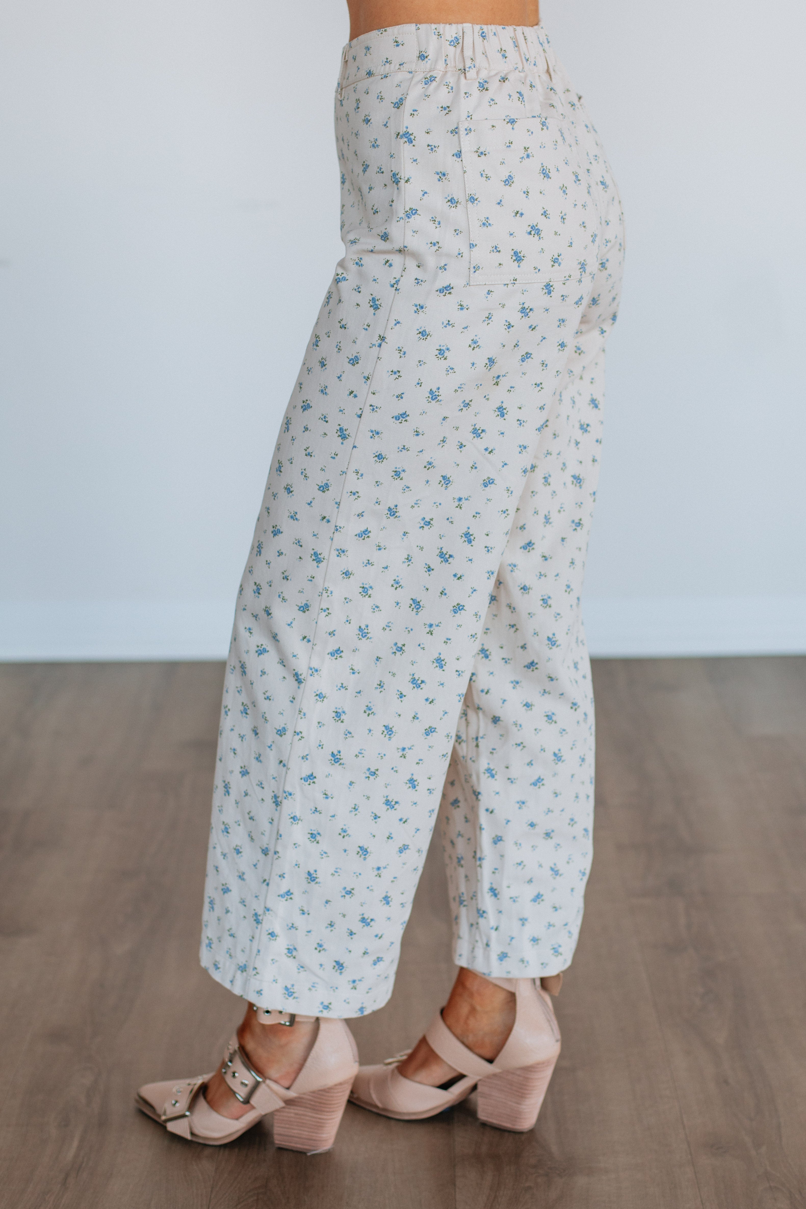 Cheyla Floral Print Pants for Women - Cream Mix Color, Boho Style High Waisted Wide Leg Trousers - Perfect for Casual Outings, Beach Vacations & Summer Fashion