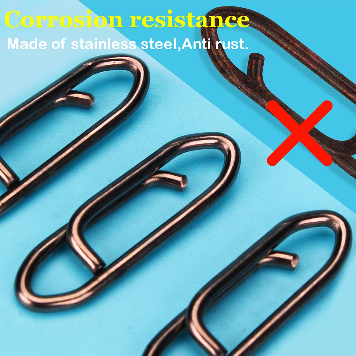 Stainless Steel Quick Change Fishing Lure Connectors - 50 Pcs Power Clips for Fly Fishing Tackle (50-135 lb Test) | Fast Leader/Bait/Hook/Weight Attachment | Ideal for Saltwater & Freshwater Fishing