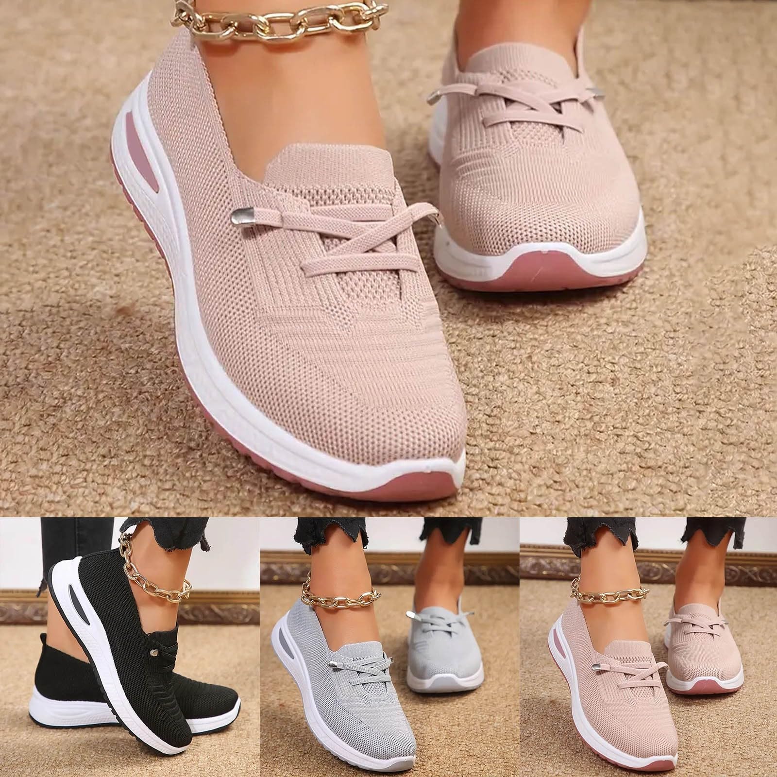 2024 Women's Orthopedic Walking Shoes - Breathable Slip-On Sneakers with Arch Support & Non-Slip Sole | Comfortable Loafers for Work, Travel & Daily Walking