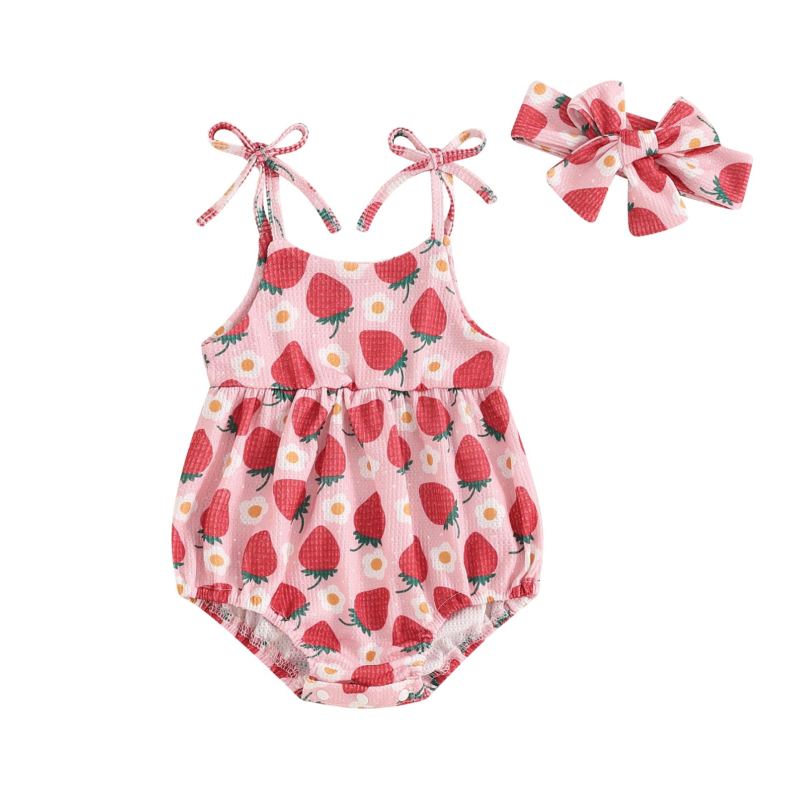 Floral Bubble Romper for Baby Girls - Sleeveless Jumpsuit with Headband | Newborn Summer Outfit for Playtime & Photo Shoots